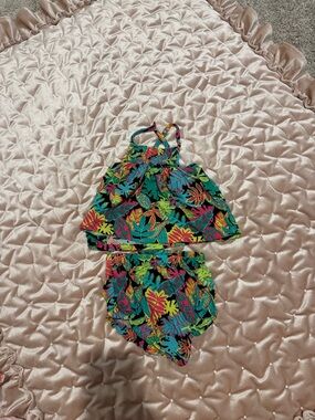 Cat & Jack Tropical Leaf Multicolor Girls Matching Set